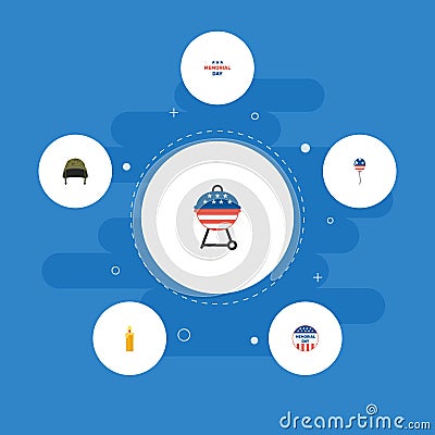 Flat Icons Holiday, Decoration, Barbecue And Other Vector Elements. Set Of History Flat Icons Symbols Also Includes Vector Illustration