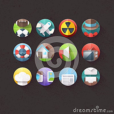 Flat Icons for mobile and web applications Set 3 Vector Illustration