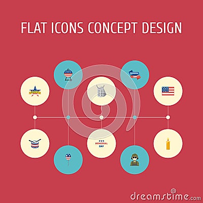 Flat Icons Musical Instrument, Identity, Holiday And Other Vector Elements. Set Of History Flat Icons Symbols Also Vector Illustration