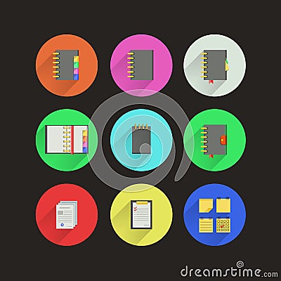 Flat icons for notebooks Vector Illustration