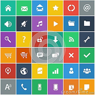 Flat icons set - basic internet & mobile icons set Vector Illustration