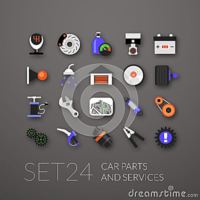 Flat icons set 24 Vector Illustration