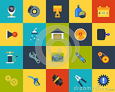 Flat icons set 24 Vector Illustration