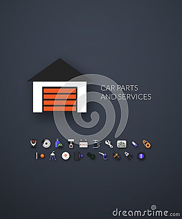 Flat icons set 24 Vector Illustration