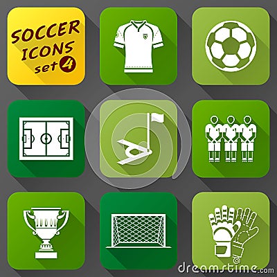 Flat icons set of soccer elements Vector Illustration