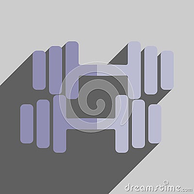 Flat icons with shadow of athletic dumbbell Vector Illustration