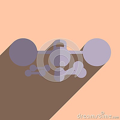 Flat icons with shadow of barbell, athletic dumbbell Vector Illustration