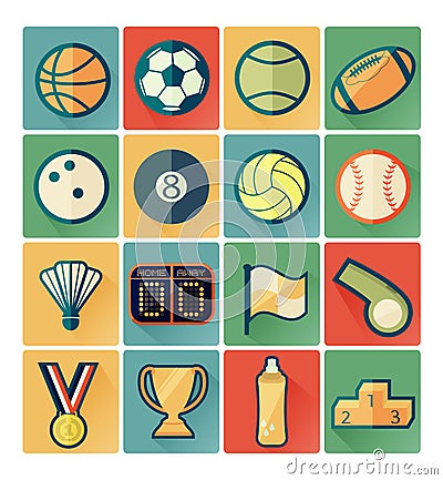 Flat icons sport set Vector Illustration