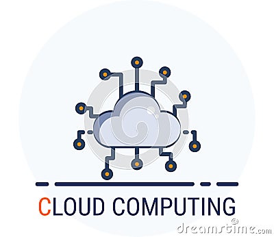 Flat Icons Style. Hacker Cyber crime attack Cloud Computing for web design Vector Illustration