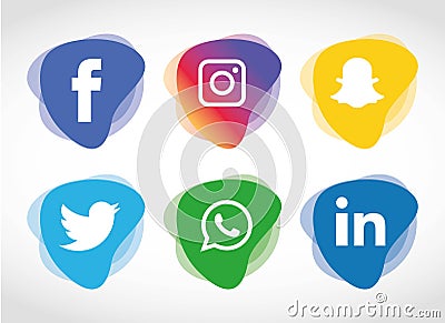 Flat icons technology, social media, network, computer concept. Abstract background with objects group of elements. star smiley f Vector Illustration