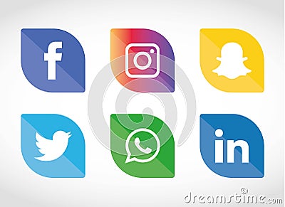 Flat icons technology, social media, network, computer concept. Abstract background with objects group of elements. star smiley f Vector Illustration
