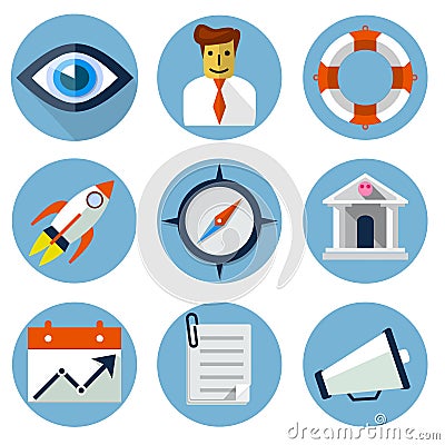 Flat Icons for Web and Mobile Applications Vector Illustration