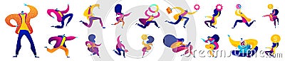Colorful characters in dynamic poses. Vector Illustration