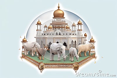 Flat illustration of a goat, Eid ul Azha Concept Cartoon Illustration