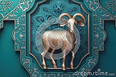 Flat illustration of a goat, Eid ul Azha Concept Cartoon Illustration