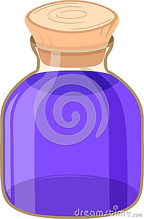 flat illustration of icon symbol, glass bottle containing purple grape syrup Vector Illustration