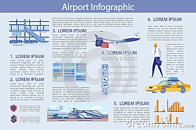 Flat Illustration Modern Airport, Infographic. Vector Illustration