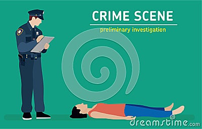 Flat illustration. Murder investigation. Vector Illustration