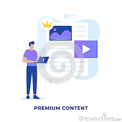 Flat illustration premium content concept Vector Illustration