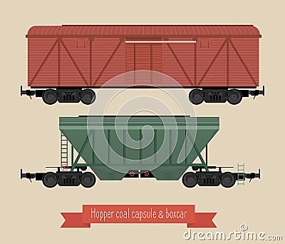 The flat illustration railcars Vector Illustration