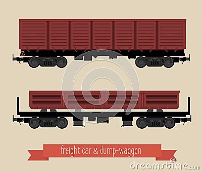 The flat illustration railcars Vector Illustration