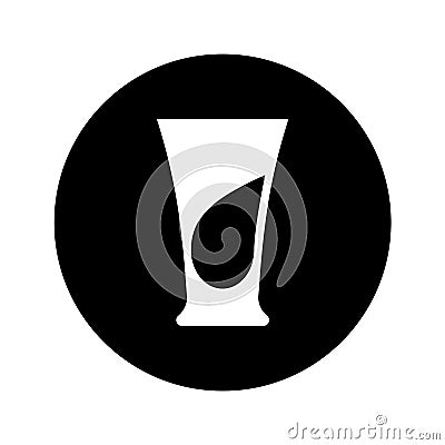 Flat illustration with silhouette glass flat tequila. Isolated object in black circle. Abstract image of alcoholic beverage on Vector Illustration