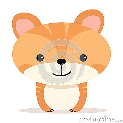 Flat illustration of a stylized orange striped tiger cub Vector Illustration