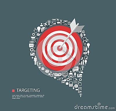 Flat illustration of targeting with icons Vector Illustration