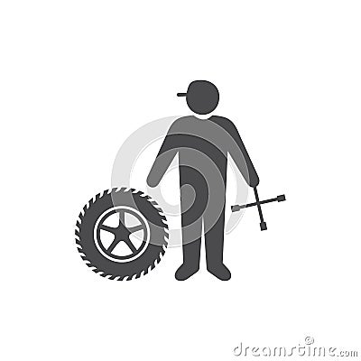 Flat illustration of tire mechanic Vector Illustration