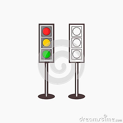 Flat illustration traffic light icon with simple shadow Vector Illustration