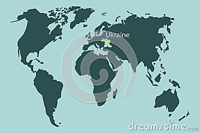 Flat illustration with ukraine world map. Planet earth. Ukraine world map. Vector illustration. stock image. Vector Illustration
