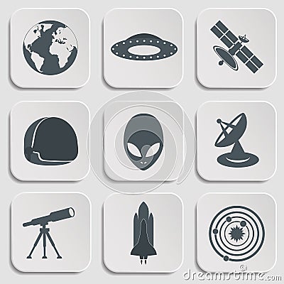 Flat illustration of various space elements Vector Illustration