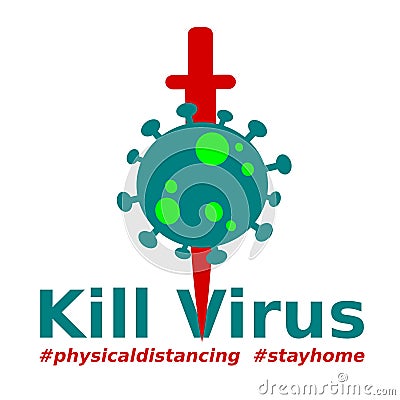 Flat illustration vector graphic of kill the virus good for health service advertisements Vector Illustration