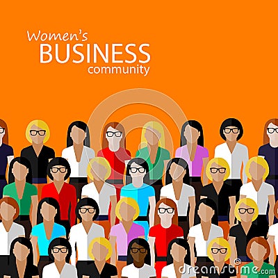 Flat illustration of women business community. Vector Illustration