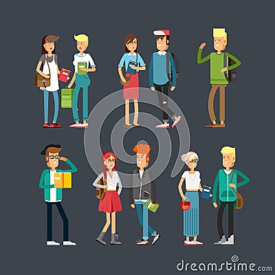 Flat illustratuion set of students Vector Illustration