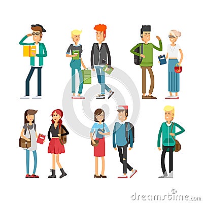 Flat illustratuion set of students Vector Illustration