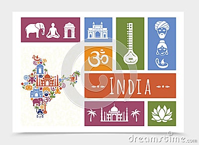 Flat India Travel Composition Vector Illustration