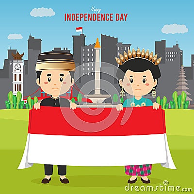 Flat Indonesia Independence Day Background Vector Illustration