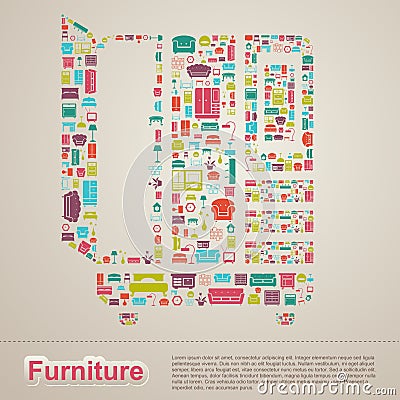 Flat infographic home appliance furniture icon template banner l Vector Illustration