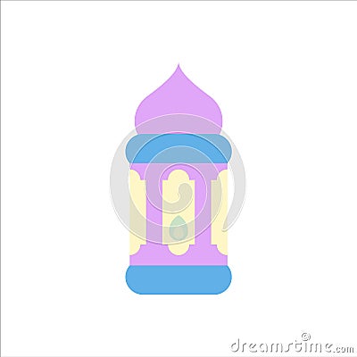 Flat isolated colorful ramadan kareem and eid mubarak lantern, pastel color, illustration and background vector Vector Illustration