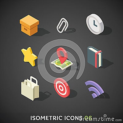 Flat Isometric Icons Set 6 Vector Illustration