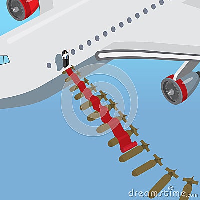 Flat isometric Politician plane air attack Cartoon Illustration