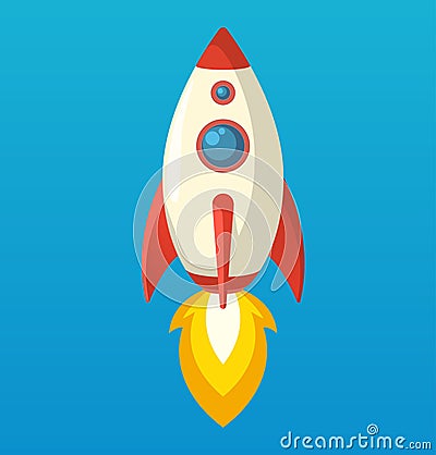 Flat isometric space symbol rocket ship icon Vector Illustration