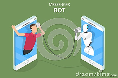 Messenger bot and ai flat isometric vector concept. Vector Illustration