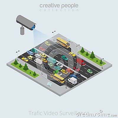 Flat isometric Video Camera transport vector Vector Illustration