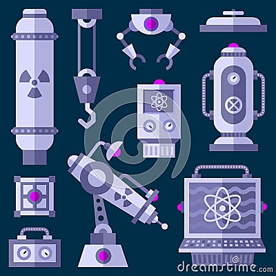 Flat laboratory game assets Vector Illustration