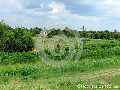 Flat land with arable land Stock Photo
