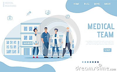 Flat Landing Page Presenting Modern Medical Team Vector Illustration