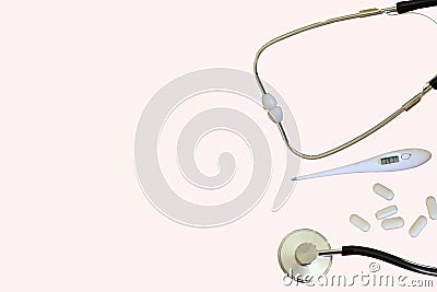 Flat lay aerial image of tools medical and Healthcare concept Stock Photo