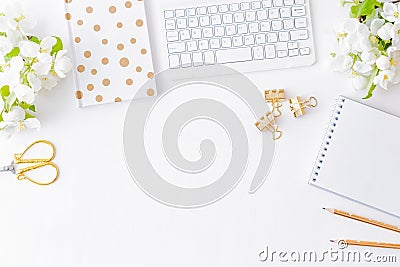 Flat lay blogger or freelancer workspace Stock Photo